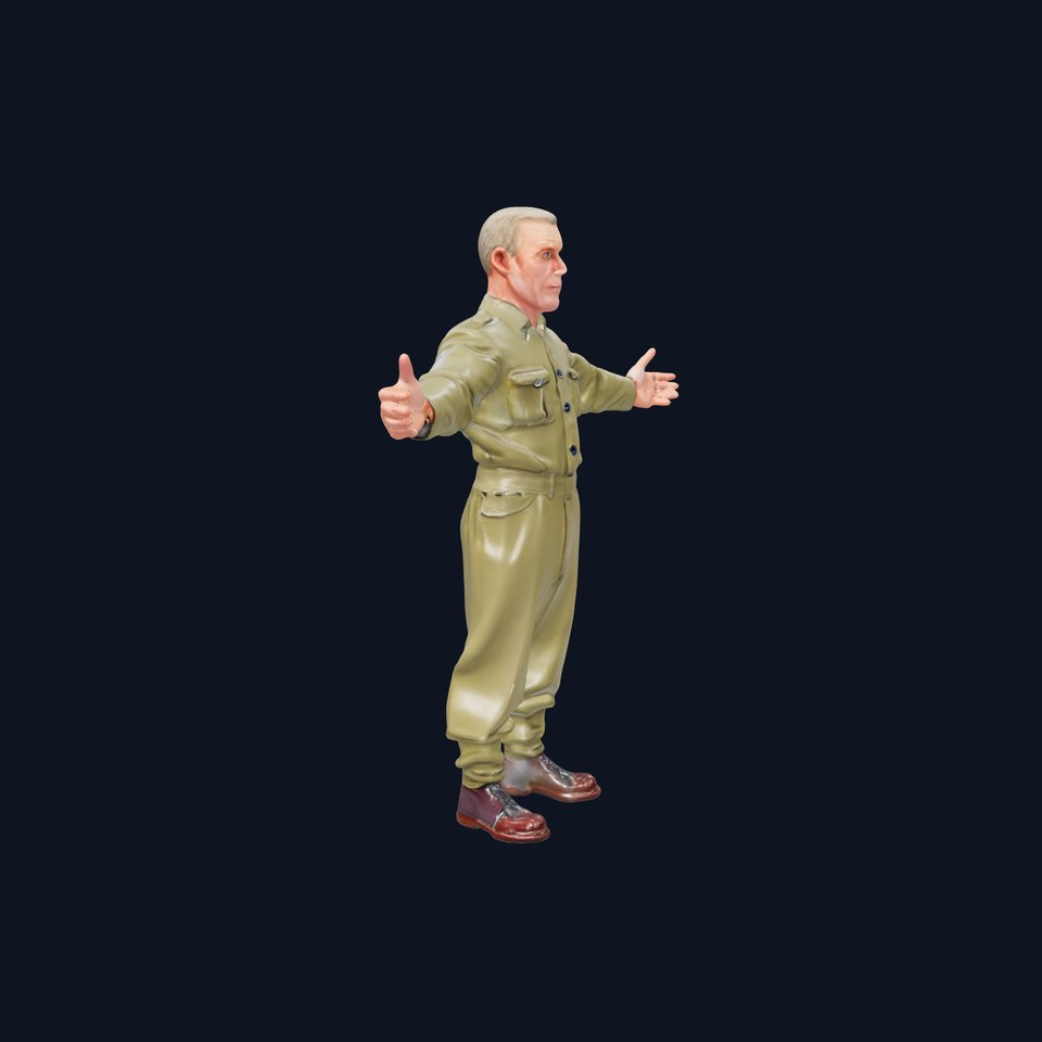 Elderly Male Soldier Rigged and Animated Character Model